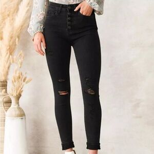 Flying Monkey Women's Super High Rise Distressed‎ Skinny Jeans Y3336 Size 28